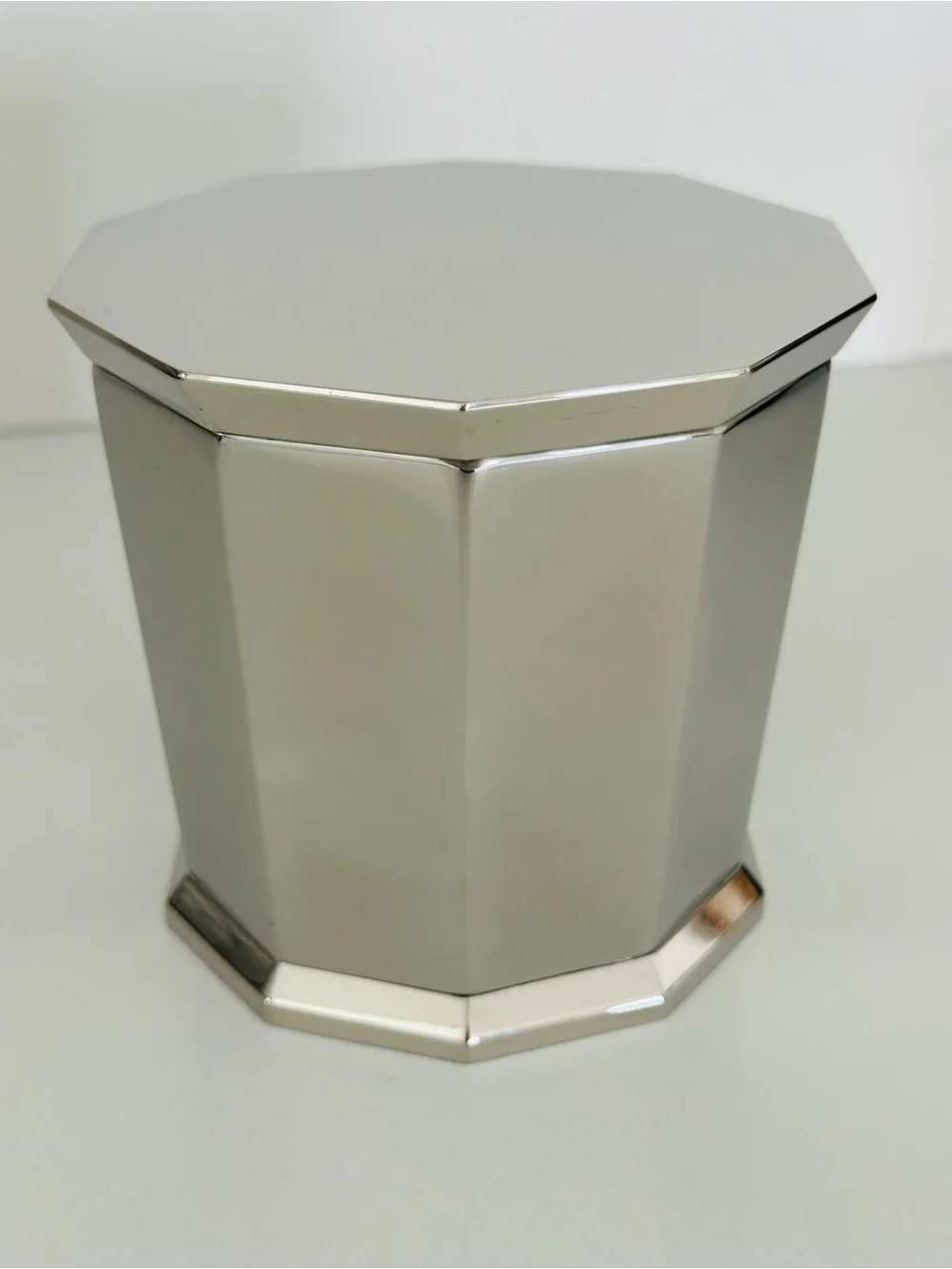 Restoration Hardware Faceted Wide Canister in Polished Nickel